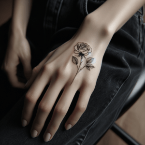 Minimalist Rose Outline On The Back Of The Hand