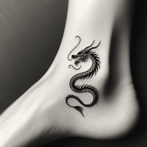 Minimalist Tiny Dragon On The Ankle