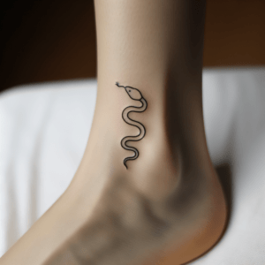 Minimalist Tiny Snake On The Ankle