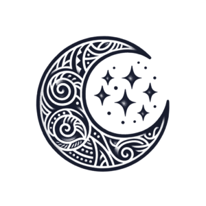 Moon In Polynesian Tattoo Design