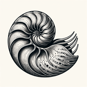 Nautilus Shell In Dotwork Lines