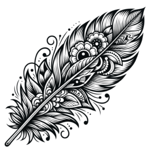 Neo-Traditional Feather With Flowers