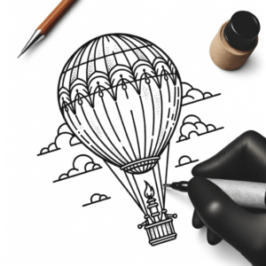 Neo Traditional Tattoo Design Of A Hot Air Balloon