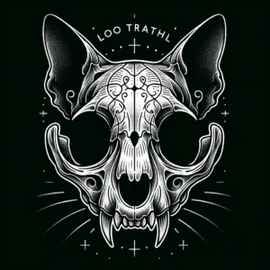 Neo Traditional Tattoo Of A Cat Skull