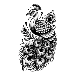 Neo Traditional Tattoo Of A Peacock