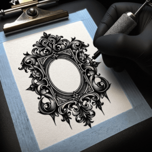 Neo Traditional Tattoo Of A Victorian Frame