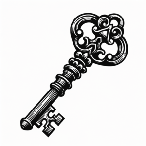 Neo Traditional Tattoo Of An Antique Key