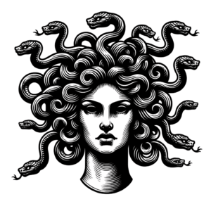 New School Medusa With Vibrant Outlines