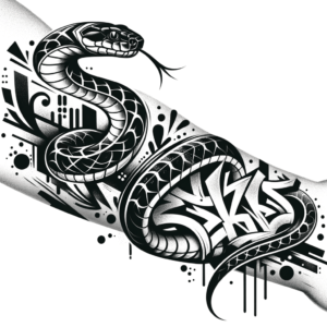 New School Snake With Graffiti