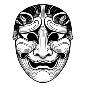 Noh Mask Depicted In A Japanese Tattoo