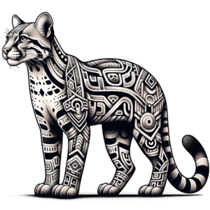 Ocelot Depicted In An Aztec Tattoo