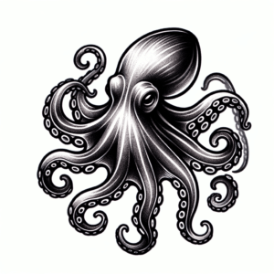 Octopus Depicted In A Black And Grey AI Tattoo