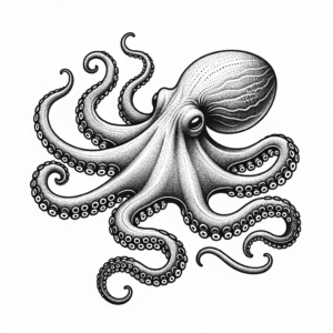 Octopus Depicted In A Dotwork Tattoo