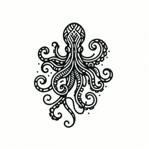 Octopus In Stick And Poke Lines