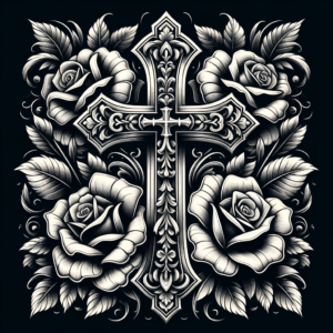 Old-School Cross Tattoo With Roses