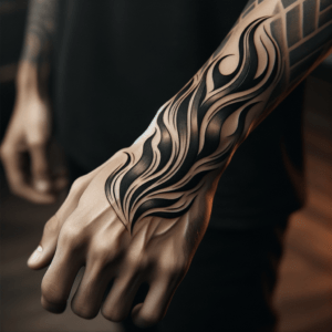 Old School Flames On The Side Of The Hand