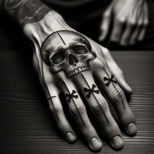 Old School Skull And Crossbones On The Fingers