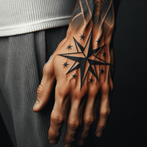 Old School Star Pattern On The Side Of The Hand