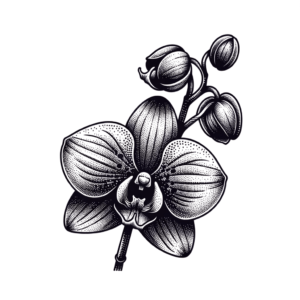 Orchid In A Dotwork Tattoo Style