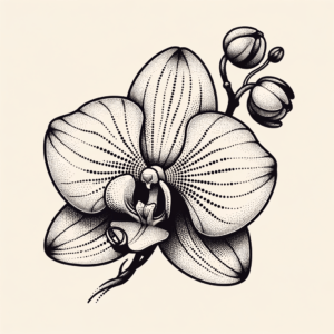 Orchid In Dotwork Lines