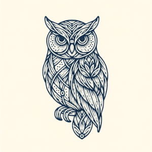 Owl In Embroidery Tattoo Style