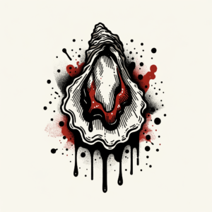 Oyster In A Trash Polka Tattoo Style