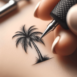 Palm Depicted In A Tiny Tattoo