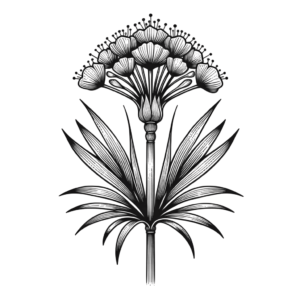 Papyrus Plant In Egyptian Lines