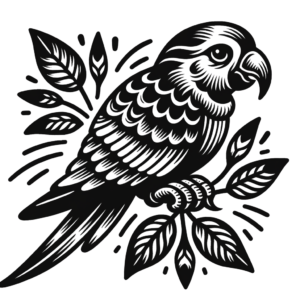 Parrot Depicted In An American Traditional Tattoo