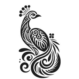 Peacock Illustrated In Polynesian Style