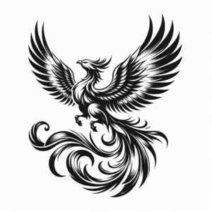 Phoenix In A Black Tattoo Style