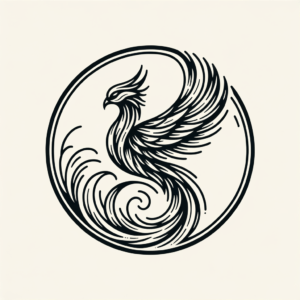 Phoenix In A Minimalist Circle