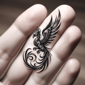 Phoenix In Blackwork Tattoo Style