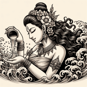 Phra Mae Thorani In A Thai Tattoo Style