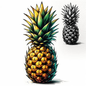 Pineapple Depicted In A Watercolor Tattoo