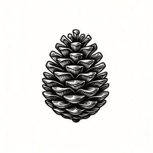 Pinecone In Black Lines