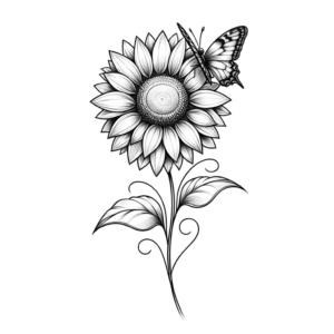 Playful Sunflower With A Butterfly
