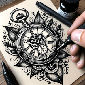 Pocket Watch In Neo Traditional Lines
