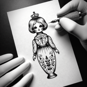 Porcelain Doll In Neo Traditional Tattoo Style