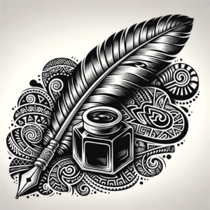 Quill And Ink In Polynesian Tattoo Design