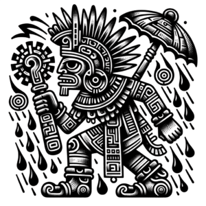 Rain God In Aztec Lines