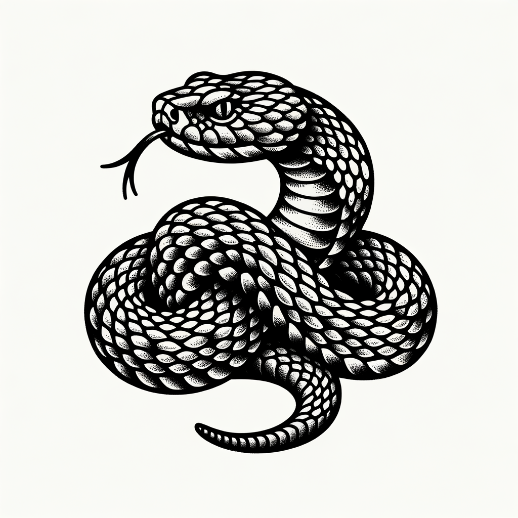 Rattlesnake In A Western Tattoo Style