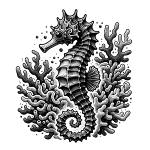 Realism Seahorse With Coral