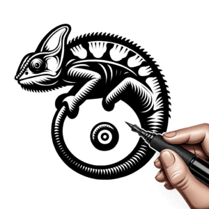 Realism Tattoo Design Of A Chameleon