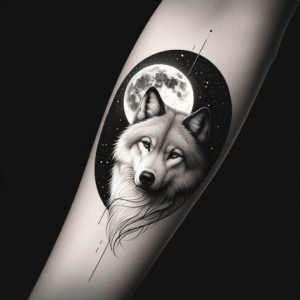 Realism Wolf With Moon