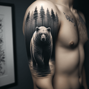 Realistic Bear With Forest