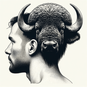 Realistic Buffalo Head With Detailed Fur Behind The Ear