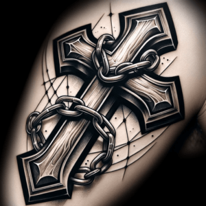 Realistic Cross With A Broken Chain