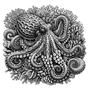 Realistic Octopus With Coral