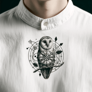 Realistic Owl With Clock Elements